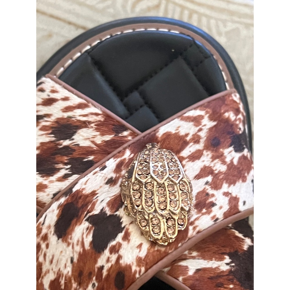 Kurt Geiger Orson Sandals Womens 8.5 Brown  Cow Print Eagle Head Platform - Picture 7 of 12